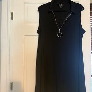 Black Sleeveless Dress with Zipper Detail